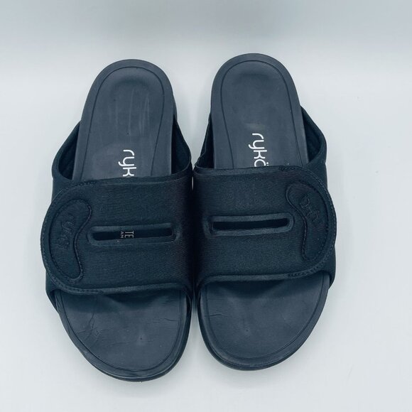 Ryka Sandals Womens Size 8 Wide Black Tao Recovery Flip Flops Comfort Adjustable - Picture 5 of 12